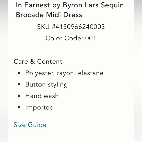 Anthropologie MWT In Earnest by Byron Lars
Sequin Brocade Midi Dress size 4. - Picture 4 of 9